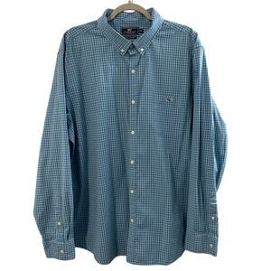 Vineyard Vines by Shep & Ian Slim Fit Tucker Shirt Blue Green Gingham Men’s XXL